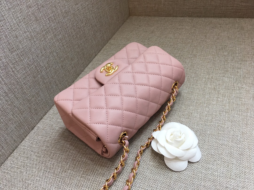 Small Classic Flap Lambskin Bag A01116 Pink/Gold